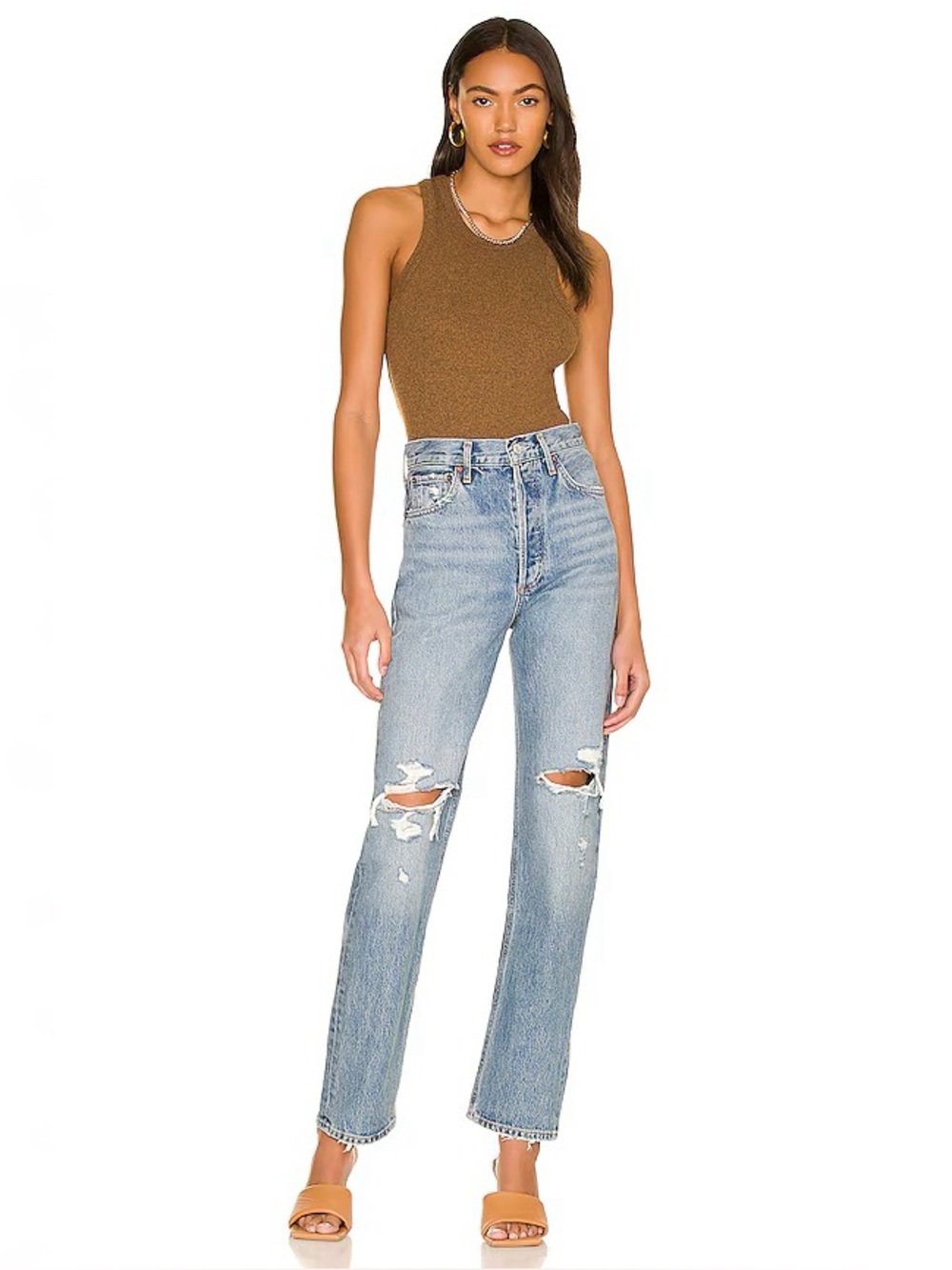 AGOLDE 90's Snapshot Light Wash High Rise Straight Leg Jeans, Size 23